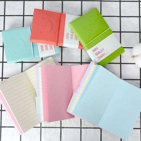 دفتر ملاحظات للجيب مكون من 6 قطع من LZYMSZ، دفاتر مذكرات صغيرة مبتسمة مع غطاء من الجلد المقلد، صفحات فارغة، كتاب مذكرات جيب محمول سهل التمزيق، 12.5×7.5 سم/5×3 بوصة in Kuwait