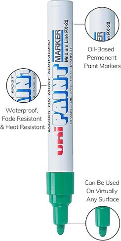 قلم طلاء زيتي من Uni-Paint PX-20، نقطة متوسطة، أخضر، عدد 1 in Saudi Arabia