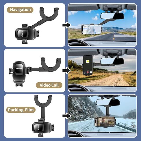 IKOPO حامل هاتف السيارة مرآة الرؤية الخلفية جبل، أقوى حامل الهاتف الخليوي المحمول مقاوم للصدمات للسيارة مع ذراع قابل للتعديل مناسب لجميع الهواتف وجميع مرآة الرؤية الخلفية للسيارة in Kuwait