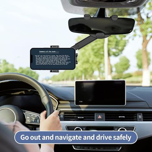 IKOPO حامل هاتف السيارة مرآة الرؤية الخلفية جبل، أقوى حامل الهاتف الخليوي المحمول مقاوم للصدمات للسيارة مع ذراع قابل للتعديل مناسب لجميع الهواتف وجميع مرآة الرؤية الخلفية للسيارة in Kuwait