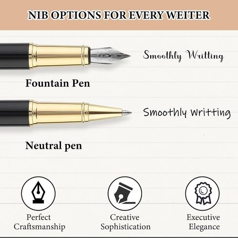 Cobee Luxury Fountain Pen with Ballpoint Pen Nib, Fine Point Fountain Rollerball Pen in Gift Box with 4 Ink Cartridges Business Writing Pen Set for Signature Calligraphy Office in Saudi Arabia