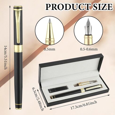 Cobee Luxury Fountain Pen with Ballpoint Pen Nib, Fine Point Fountain Rollerball Pen in Gift Box with 4 Ink Cartridges Business Writing Pen Set for Signature Calligraphy Office in Saudi Arabia