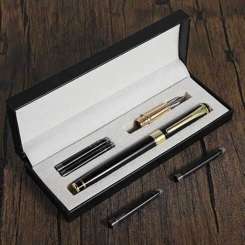 Cobee Luxury Fountain Pen with Ballpoint Pen Nib, Fine Point Fountain Rollerball Pen in Gift Box with 4 Ink Cartridges Business Writing Pen Set for Signature Calligraphy Office in Saudi Arabia