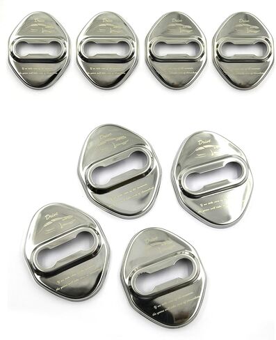 Stainless Steel Metal Car Door Striker Lock Latches Protector Cover Dress up Accessories (Pack of 4) Compatible with Toyota Honda Hyundai Kia Vehicles (Silver) in Saudi Arabia