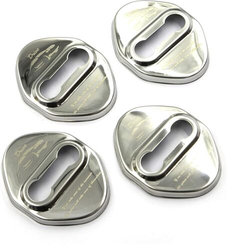 Stainless Steel Metal Car Door Striker Lock Latches Protector Cover Dress up Accessories (Pack of 4) Compatible with Toyota Honda Hyundai Kia Vehicles (Silver) in Saudi Arabia