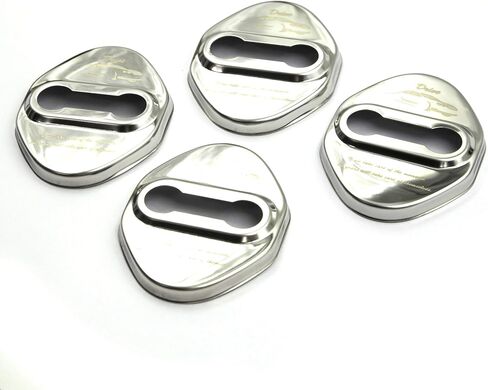 Stainless Steel Metal Car Door Striker Lock Latches Protector Cover Dress up Accessories (Pack of 4) Compatible with Toyota Honda Hyundai Kia Vehicles (Silver) in Saudi Arabia