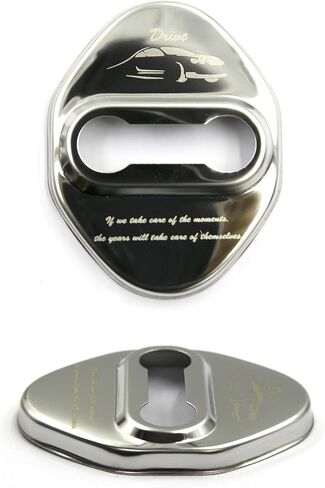 Stainless Steel Metal Car Door Striker Lock Latches Protector Cover Dress up Accessories (Pack of 4) Compatible with Toyota Honda Hyundai Kia Vehicles (Silver) in Saudi Arabia