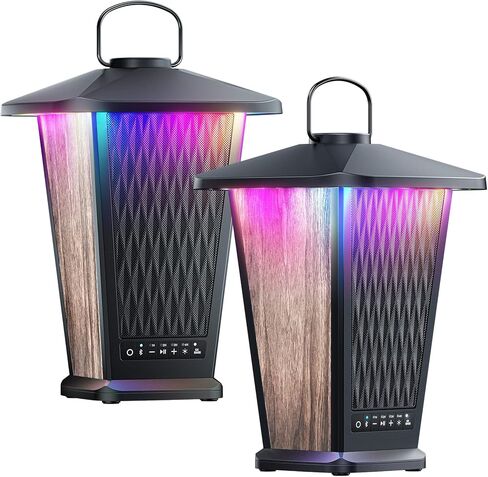 Bluetooth Speaker, 80W Outdoor Waterproof Wireless Speaker with Punchy Bass & Beat-Driven Lights Show, Multi-Sync up to 100 Speakers, Big Loud Surround Stereo Sound System for Party/Pool/Patio, 2 Pack in Kuwait