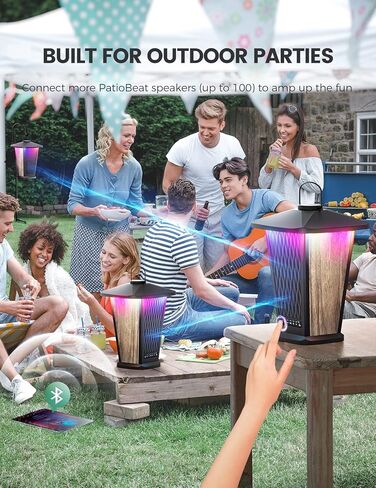 Bluetooth Speaker, 80W Outdoor Waterproof Wireless Speaker with Punchy Bass & Beat-Driven Lights Show, Multi-Sync up to 100 Speakers, Big Loud Surround Stereo Sound System for Party/Pool/Patio, 2 Pack in Kuwait