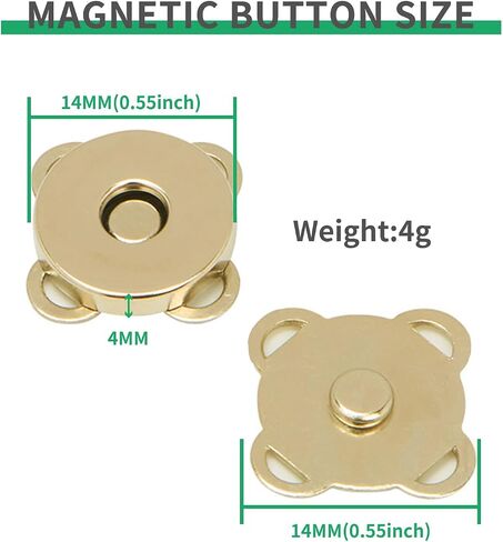 Zrwcvxy 20 Sets 14mm Plum Magnetic Sewing Snaps Buttons for Handbags, Purses, Clothes, Bags DIY Handmade Closure Buttons (Gold in Saudi Arabia