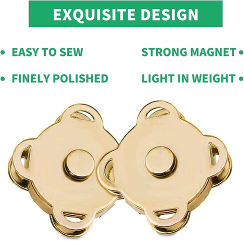 Zrwcvxy 20 Sets 14mm Plum Magnetic Sewing Snaps Buttons for Handbags, Purses, Clothes, Bags DIY Handmade Closure Buttons (Gold in Saudi Arabia