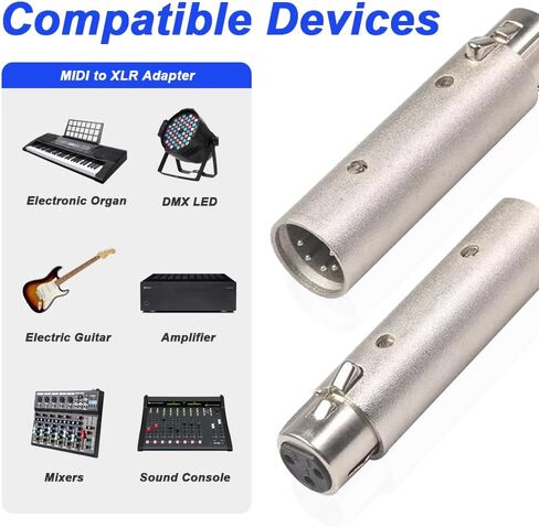 XLR إلى 5Pin Din MIDI محول، MIDI 5 دبابيس DIN ذكر إلى XLR 3 دبابيس محول محول ذكر لمطابقة الآلات الموسيقية (2 حزمة) in Kuwait
