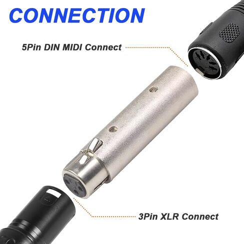 XLR إلى 5Pin Din MIDI محول، MIDI 5 دبابيس DIN ذكر إلى XLR 3 دبابيس محول محول ذكر لمطابقة الآلات الموسيقية (2 حزمة) in Kuwait