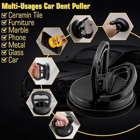 أداة سحب دنت السيارة، 3 قطع مجموعة إزالة دنت قوية، مجموعة أدوات سحب دنت السيارة، رافعة مقبض، أداة سحب دنت كوب الشفط ومجموعة إصلاح دنت بدون طلاء لتحريك جسم السيارة والزجاج والبلاط والمرايا in Kuwait