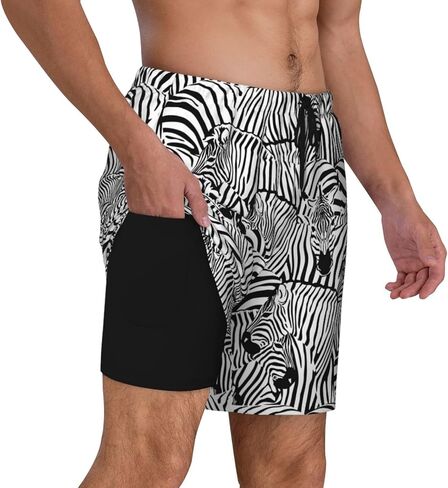 Duck Men's Swim Trunks with Compression Liner 2 in 1 Inseam Quick Dry Beach Shorts 7 inch Swimming Board Shorts in Saudi Arabia