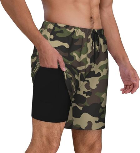 Duck Men's Swim Trunks with Compression Liner 2 in 1 Inseam Quick Dry Beach Shorts 7 inch Swimming Board Shorts in Saudi Arabia