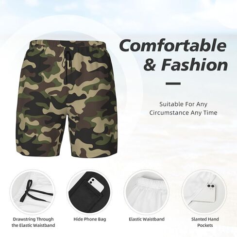 Duck Men's Swim Trunks with Compression Liner 2 in 1 Inseam Quick Dry Beach Shorts 7 inch Swimming Board Shorts in Saudi Arabia