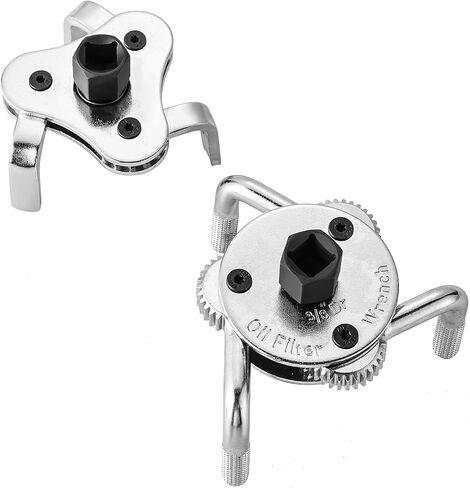 مفتاح فلتر زيت قابل للتعديل، طقم أدوات إزالة فلتر الزيت 2 قطعة 3 فك، 2-1/2 إلى 4 بوصة ومن 3 إلى 5-1/2 بوصة، يستخدم مع سقاطات محرك 3/8 أو 1/2 بوصة للسيارات والشاحنات والدراجات النارية in Kuwait