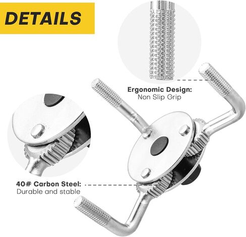 مفتاح فلتر زيت قابل للتعديل، طقم أدوات إزالة فلتر الزيت 2 قطعة 3 فك، 2-1/2 إلى 4 بوصة ومن 3 إلى 5-1/2 بوصة، يستخدم مع سقاطات محرك 3/8 أو 1/2 بوصة للسيارات والشاحنات والدراجات النارية in Kuwait