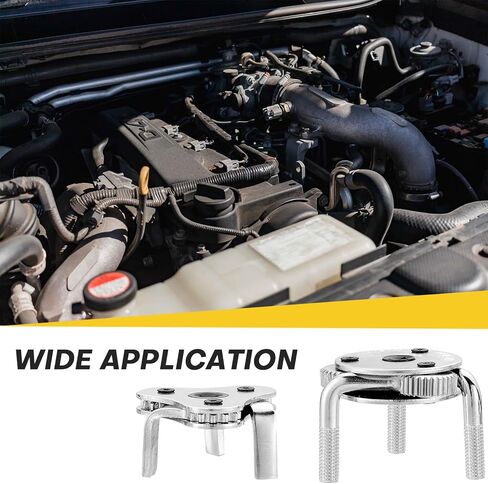 مفتاح فلتر زيت قابل للتعديل، طقم أدوات إزالة فلتر الزيت 2 قطعة 3 فك، 2-1/2 إلى 4 بوصة ومن 3 إلى 5-1/2 بوصة، يستخدم مع سقاطات محرك 3/8 أو 1/2 بوصة للسيارات والشاحنات والدراجات النارية in Kuwait