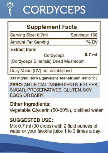 Secrets of the Tribe Cordyceps Alcohol-Free Liquid Extract, Cordyceps (Cordyceps Sinensis) Dried Mushroom Tincture Supplement (4 FL OZ) in Saudi Arabia