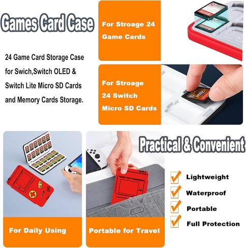 Switch Game Holder for Nintendo Switch/Lite/OLED, 3D Kawaii Kirby Switch Game Case for Storage 16 Games Cards & 16 Micro SD Cards Switch Lite Accessories Portable Hard Shell Cartridge Box Case - Pink in Saudi Arabia