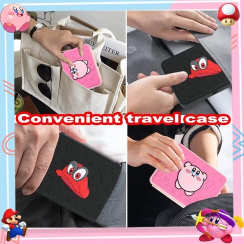 Switch Game Holder for Nintendo Switch/Lite/OLED, 3D Kawaii Kirby Switch Game Case for Storage 16 Games Cards & 16 Micro SD Cards Switch Lite Accessories Portable Hard Shell Cartridge Box Case - Pink in Saudi Arabia