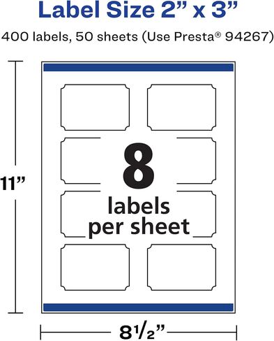 Avery Matte White Scalloped Rectangle Labels with Sure Feed, 2" x 3", 200 Matte White Printable Labels in Saudi Arabia