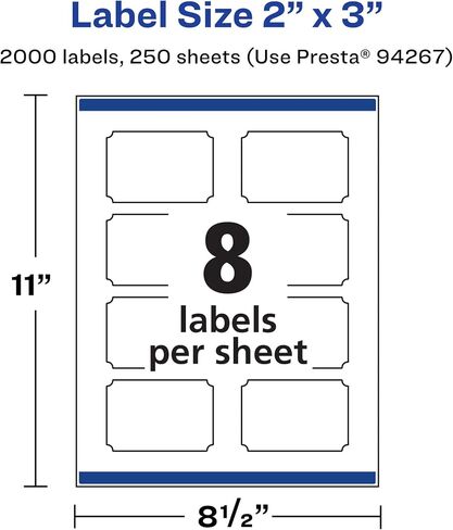 Avery Matte White Scalloped Rectangle Labels with Sure Feed, 2" x 3", 200 Matte White Printable Labels in Saudi Arabia