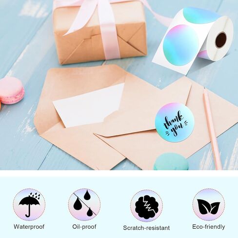 2 Roll 2 Inch Thermal Sticker Labels Rainbow Color Thermal Labels Self Adhesive Thermal Stickers Rainbow Sticker for Name Tag Coding Address, 500 Labels/ 1 Roll(Fresh Color, Square Shape) in Saudi Arabia