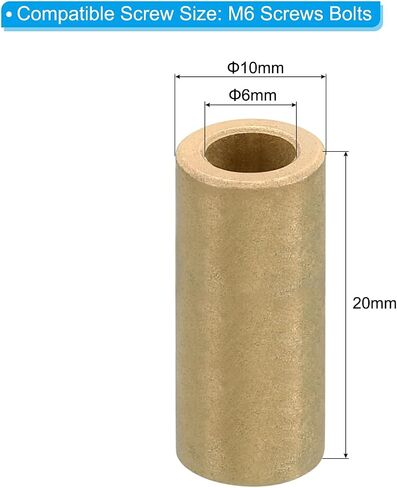 PATIKIL M6 Brass Spacers, 12 Pcs Metal Spacer Brass 6mm ID x 10mm OD x 20mm L Brass Spacers Screw Standoff for 1/4inch or M6 Screw Bolts in Saudi Arabia