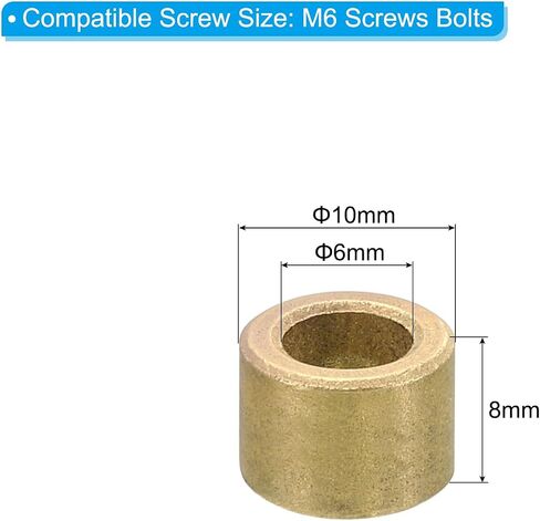 PATIKIL M6 Brass Spacers, 12 Pcs Metal Spacer Brass 6mm ID x 10mm OD x 20mm L Brass Spacers Screw Standoff for 1/4inch or M6 Screw Bolts in Saudi Arabia