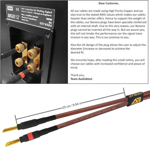 Audioblast HQ-SPK-AP2HD-12AWG - 15 قدم - 2 كور (99.99% OFC) زوج كابل مكبر صوت فائق المرونة مع مقابس موزة مطلية بالذهب - 12 مقياس in Kuwait