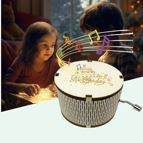 LA Vie EN Rose Music Box|18 Note Hand Crank Wood Vintage مجموعة صناديق موسيقية منقوشة هدية لعيد الميلاد والذكرى السنوية لأعياد الميلاد، خشبية in Kuwait