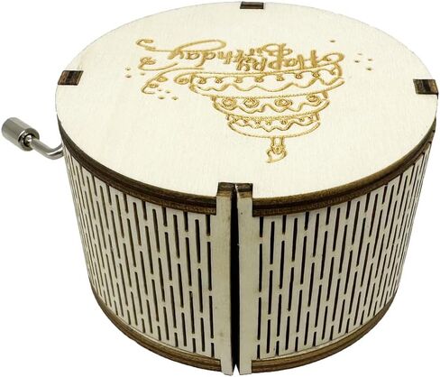 LA Vie EN Rose Music Box|18 Note Hand Crank Wood Vintage مجموعة صناديق موسيقية منقوشة هدية لعيد الميلاد والذكرى السنوية لأعياد الميلاد، خشبية in Kuwait