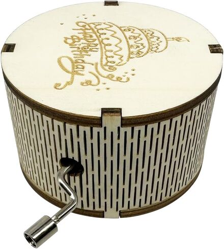 LA Vie EN Rose Music Box|18 Note Hand Crank Wood Vintage مجموعة صناديق موسيقية منقوشة هدية لعيد الميلاد والذكرى السنوية لأعياد الميلاد، خشبية in Kuwait