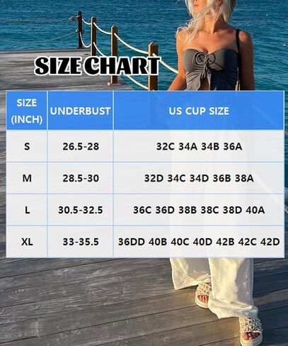بيكيني نسائي بدون حمالات، ربطة عنق أمامية، بيكيني، ملابس سباحة، قطع علوية مكشكشة فقط in Kuwait