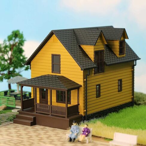 N Scale Model Building 1:160 Residential Modern House Assembled Architectural for Model Train Layout Diorama JZN01 (Yellow) in Saudi Arabia