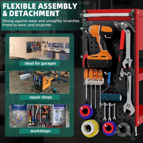 YITAHOME Metal Pegboard Panels for Walls Garage, 3Pcs Pegboard Storage System for Wall Utility Tools, Workbench, Shop, Shed Modular Peg Board Organizer Board Kit, Black in Saudi Arabia