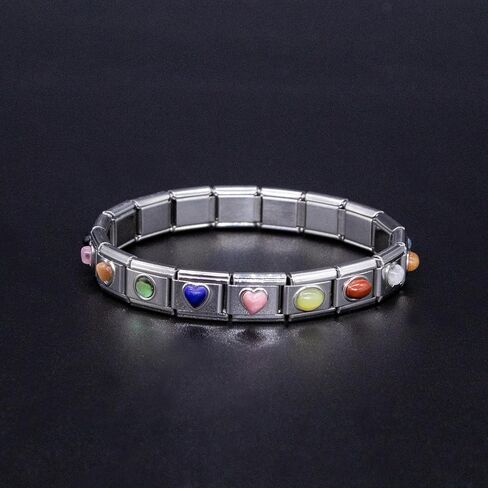Italian Charm Bracelet Charms, Semiprecious Stone Charms, 9mm Stainless Steel Links Bracelets Jewelry for Women in Saudi Arabia
