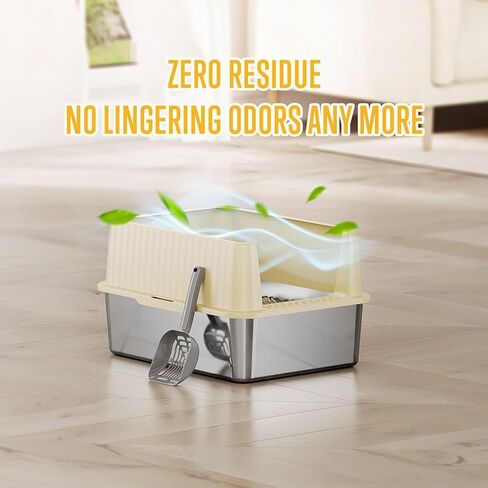 Stainless Steel Litter Box, Cat Litter Box with Lid for Medium-Sized Cats - 17.3"L x 13.3"W x 11.8"H, Kitten Litter Box - Easy to Clean, Leak-proof, Non-Stick, Odor-reducing, Metal Litter Box in Saudi Arabia