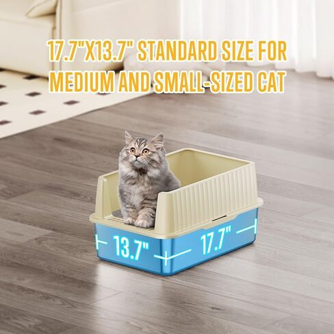Stainless Steel Litter Box, Cat Litter Box with Lid for Medium-Sized Cats - 17.3"L x 13.3"W x 11.8"H, Kitten Litter Box - Easy to Clean, Leak-proof, Non-Stick, Odor-reducing, Metal Litter Box in Saudi Arabia
