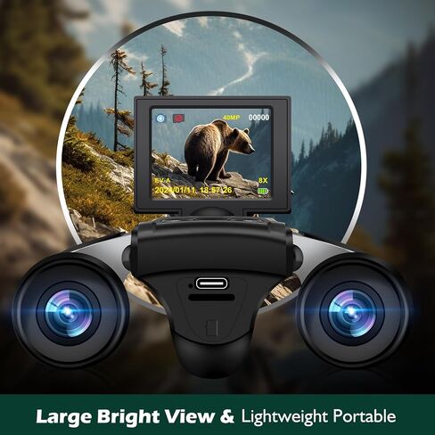 مناظير رقمية LCD مقاس 2 بوصة مع كاميرا 10X 40 ميجابكسل صور 2.5K فيديو مثالية لمشاهدة الطيور والمغامرات الخارجية وحفلات الألعاب الرياضية مع بطاقة SD سعة 32 جيجابايت in Kuwait