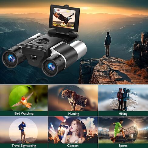 مناظير رقمية LCD مقاس 2 بوصة مع كاميرا 10X 40 ميجابكسل صور 2.5K فيديو مثالية لمشاهدة الطيور والمغامرات الخارجية وحفلات الألعاب الرياضية مع بطاقة SD سعة 32 جيجابايت in Kuwait