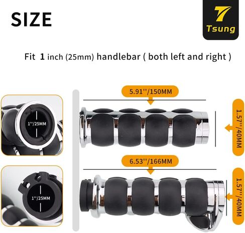 مقابض مقود الدراجة النارية TSUNG مقاس 1 بوصة 25 مم قبضة يد خانقة متوافقة مع Harley Davidson Honda Shadow VTX Spirit in Kuwait