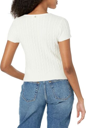 GUESS Women's Short Sleeve Cable Cut Out Mariana Sweater in Saudi Arabia