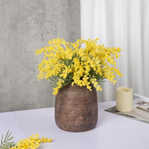 Briful 9.6in Large Rustic Brown Ceramic Vase,Vintage Farmhouse Flowers Vase,Shabby Terra Cotta Vase, Antique Pottery Decorative Pampas Vase for Home Office Table Shelf Mantel Porch Decorations in Saudi Arabia