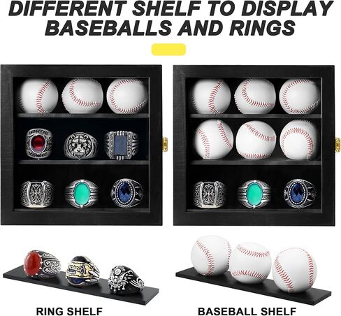 حقيبة عرض البيسبول، حقيبة عرض حلقة البطولة، خزانة حائط خشبية مع قفل للمجموعة، حلقة بطولة البيسبول الموقعة، للأطفال in Kuwait