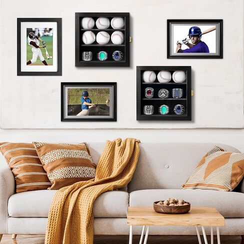 حقيبة عرض البيسبول، حقيبة عرض حلقة البطولة، خزانة حائط خشبية مع قفل للمجموعة، حلقة بطولة البيسبول الموقعة، للأطفال in Kuwait