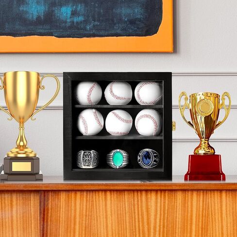 حقيبة عرض البيسبول، حقيبة عرض حلقة البطولة، خزانة حائط خشبية مع قفل للمجموعة، حلقة بطولة البيسبول الموقعة، للأطفال in Kuwait